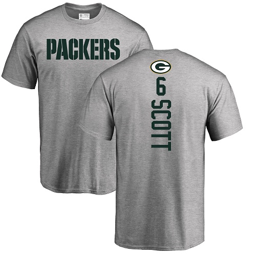 Men Green Bay Packers Ash #6 Scott J K Backer Nike NFL T Shirt->nfl t-shirts->Sports Accessory